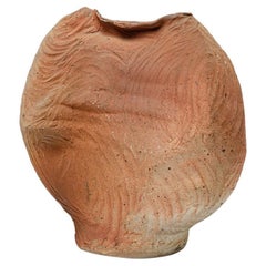 Vintage La Borne 20th century brown stoneware ceramic vase design 1970