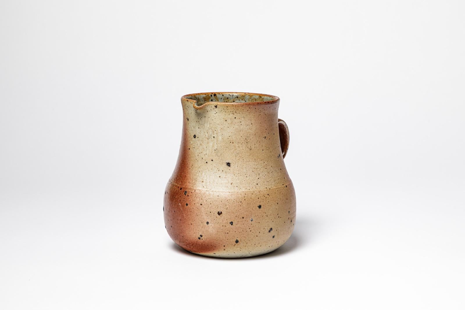 Mid-Century Modern La Borne 20th century design 1960 brown and grey ceramic pitcher  For Sale