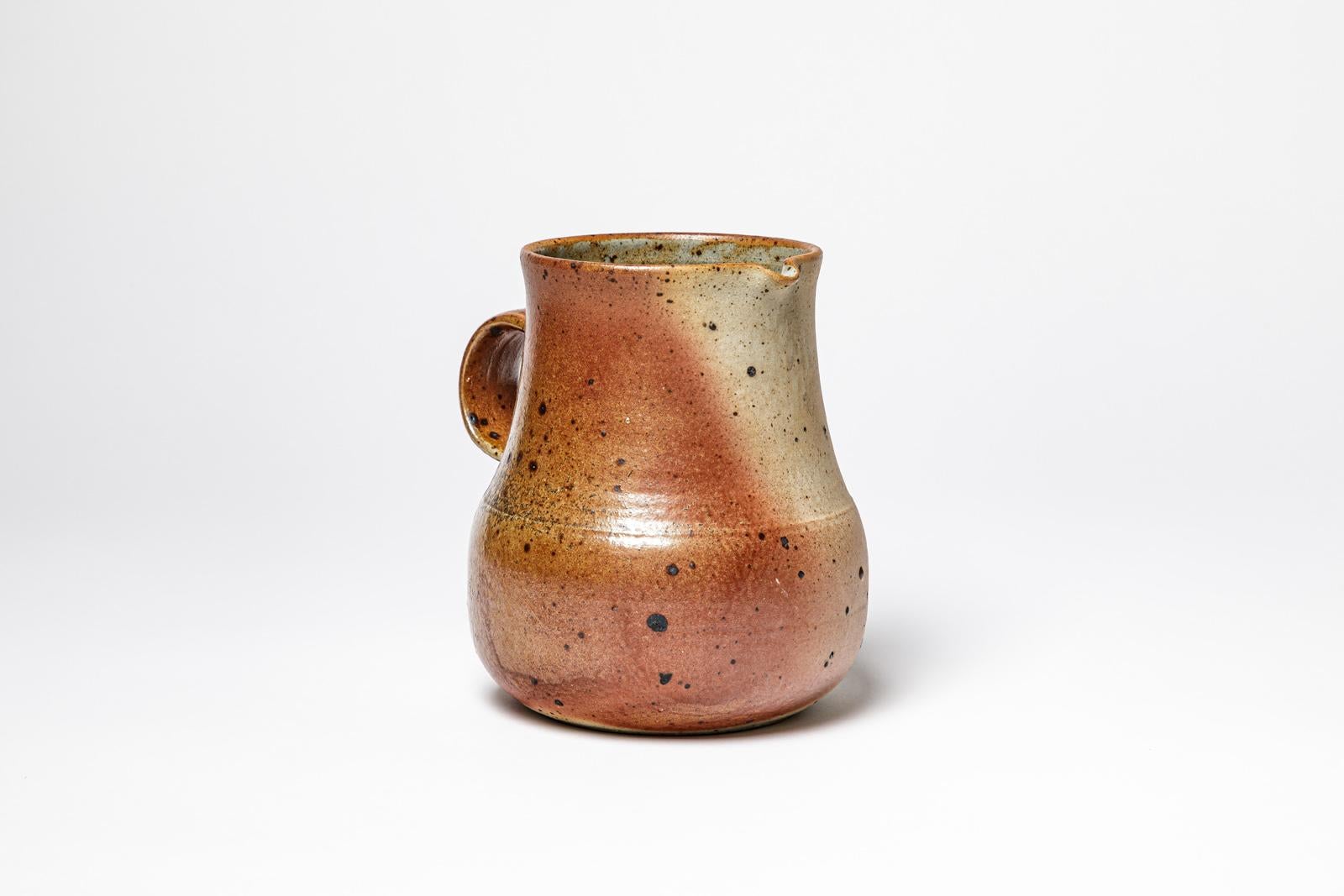 20th Century La Borne 20th century design 1960 brown and grey ceramic pitcher  For Sale