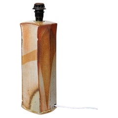 La Borne 20th century design brown and white stoneware ceramic table lamp signed