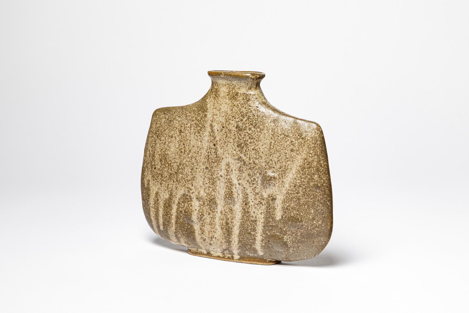 Mid-Century Modern La Borne 20th century design modern brown and grey ceramic vase 1970 For Sale