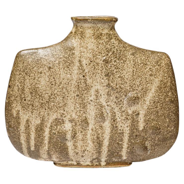 La Borne 20th century design modern brown and grey ceramic vase 1970 For Sale
