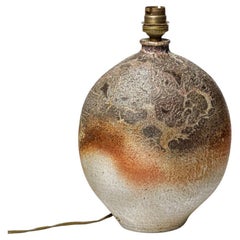 La Borne 20th century design orange and white ceramic table lamp by H'rdy Bruno