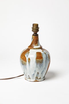 La Borne 20th century design white blue stoneware ceramic table lamp circa 1970