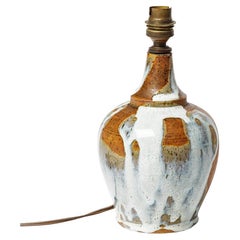 La Borne 20th century design white blue stoneware ceramic table lamp circa 1970