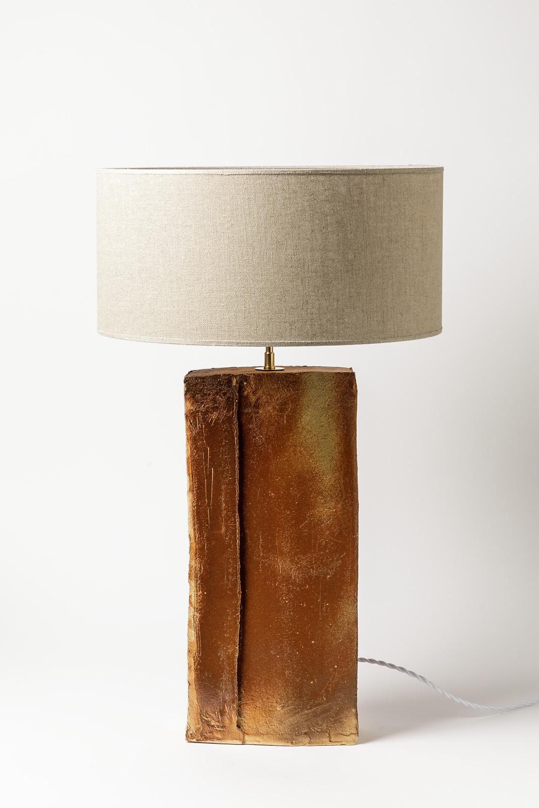 20th Century La Borne 20th Mid Century Brown Stoneware Ceramic Table Lamp 1980 Lighting For Sale