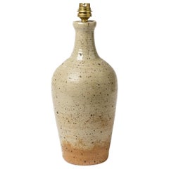 Handmade 20th Mid Century Brown Stoneware Ceramic Table Lamp Signed 1970
