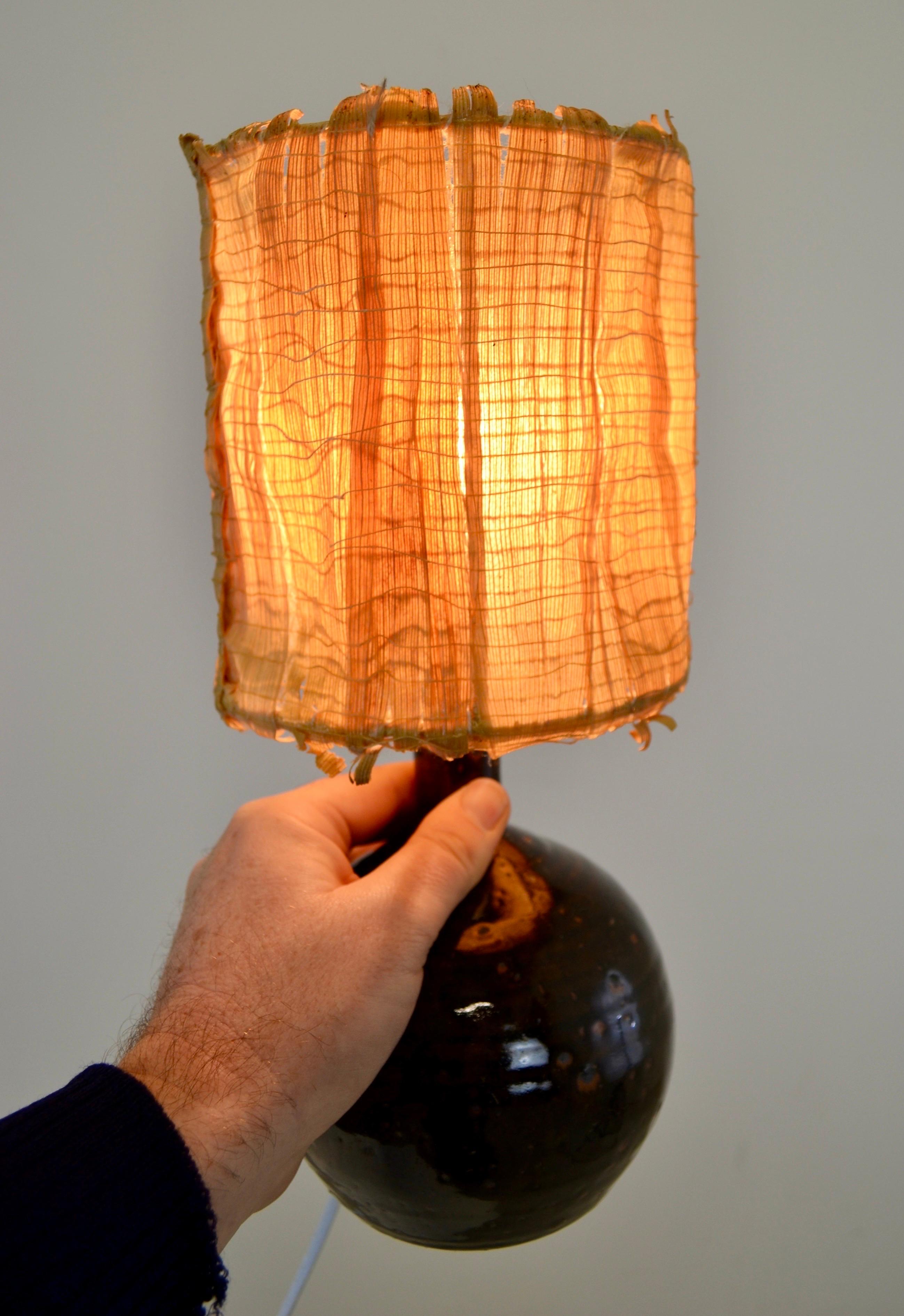Grès La Borne Lampe de table en céramique grise du 20e siècle, 1970 - Guy Baudat