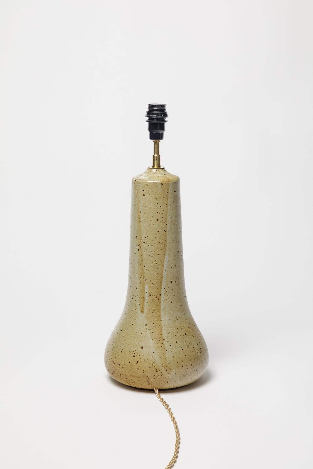 La Borne braunes und schwarzes Steinzeug 20. Jahrhundert Keramik Tischlampe um 1970 (Französisch) im Angebot