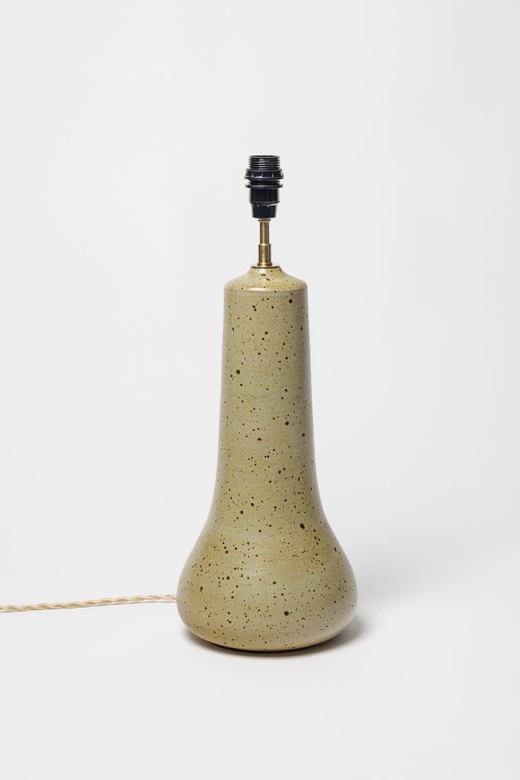 La Borne braunes und schwarzes Steinzeug 20. Jahrhundert Keramik Tischlampe um 1970 im Angebot 1