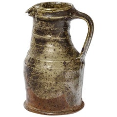 Brown Stoneware Ceramic Pitcher by Pierre Digan Folk Pottery Art, 1970