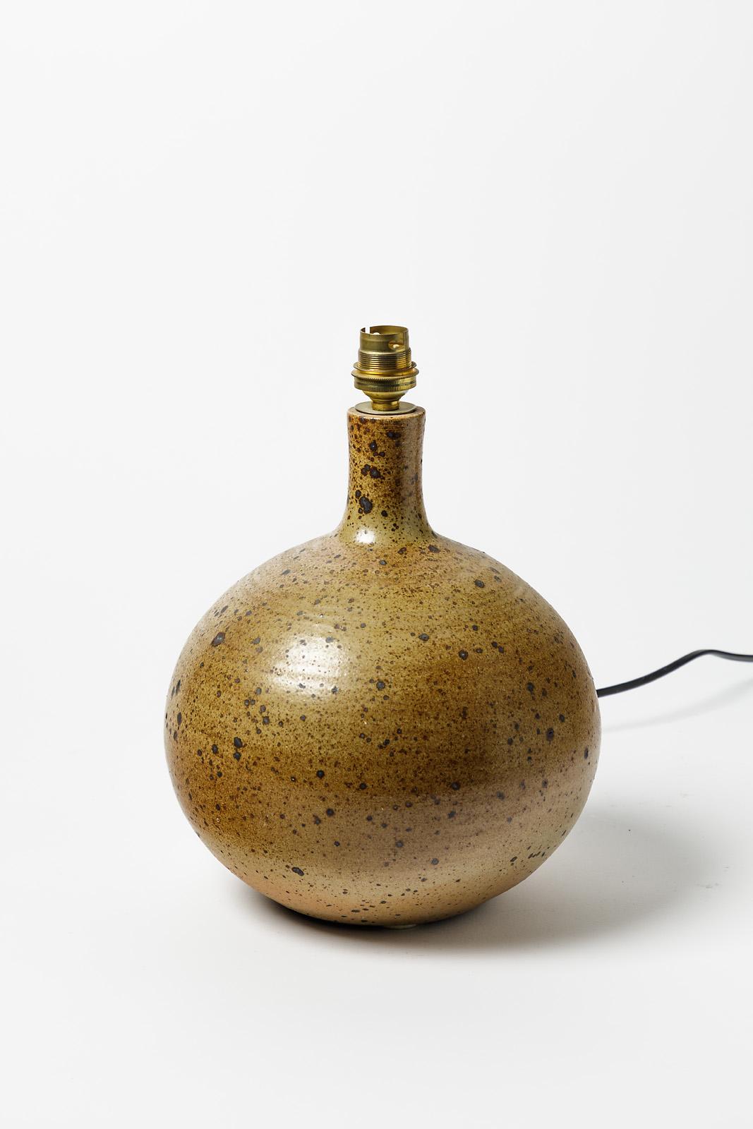 Mid-Century Modern La Borne Brown Stoneware Ceramic Table Lamp 20th Century Design 1970 For Sale