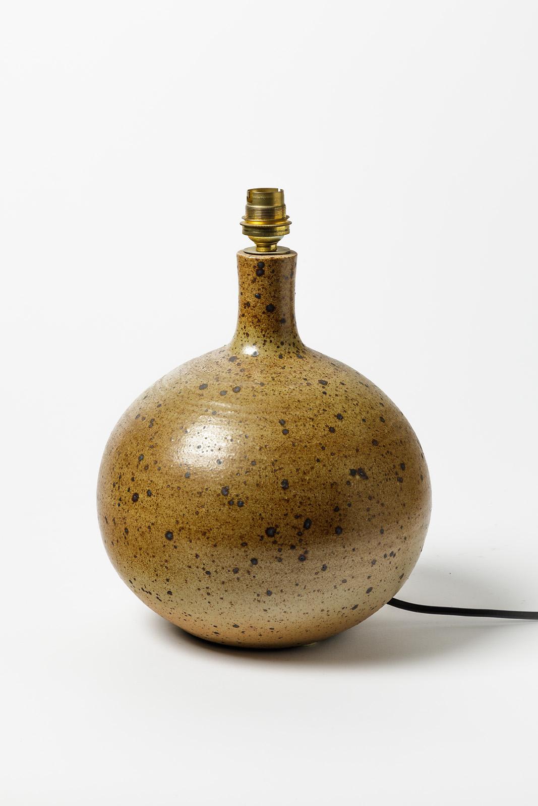 French La Borne Brown Stoneware Ceramic Table Lamp 20th Century Design 1970 For Sale