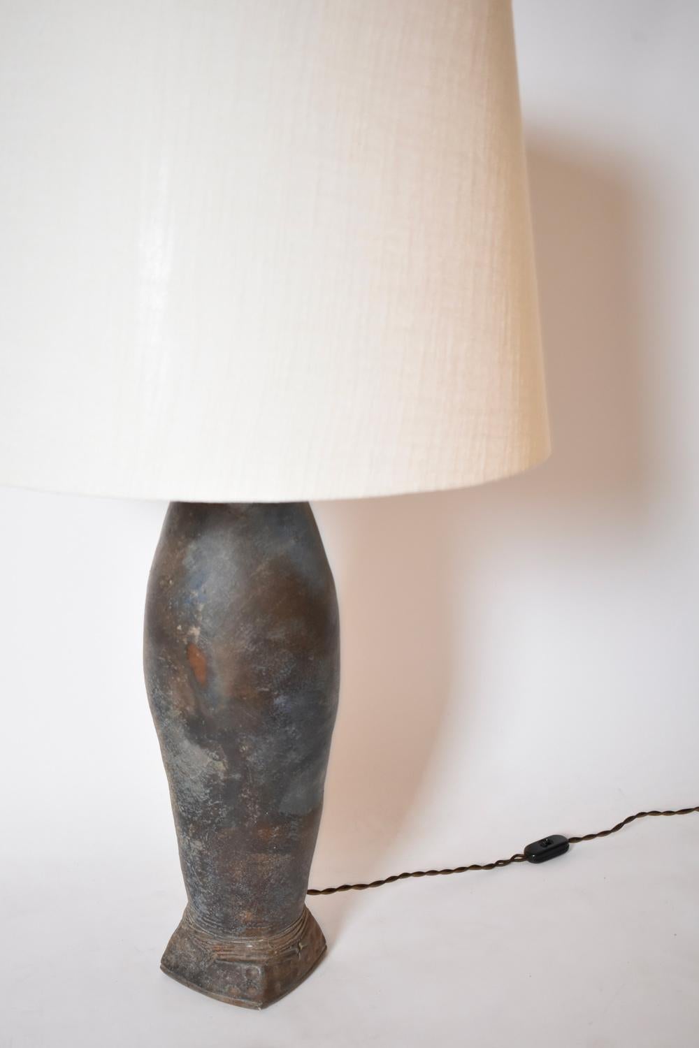 La Borne large stoneware oblong lamp , 1970s. Francés