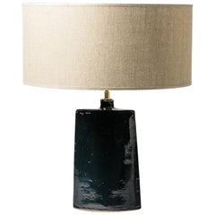 La Borne Midcentury Black Stoneware Ceramic Table Lamp, circa 1970