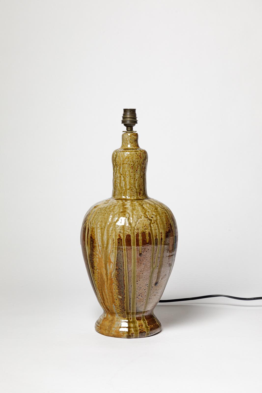 Mid-Century moderno La Borne lampada da tavolo in ceramica del XX secolo fatta a mano, unica nel suo genere, con cottura a legna, 1970 design in vendita