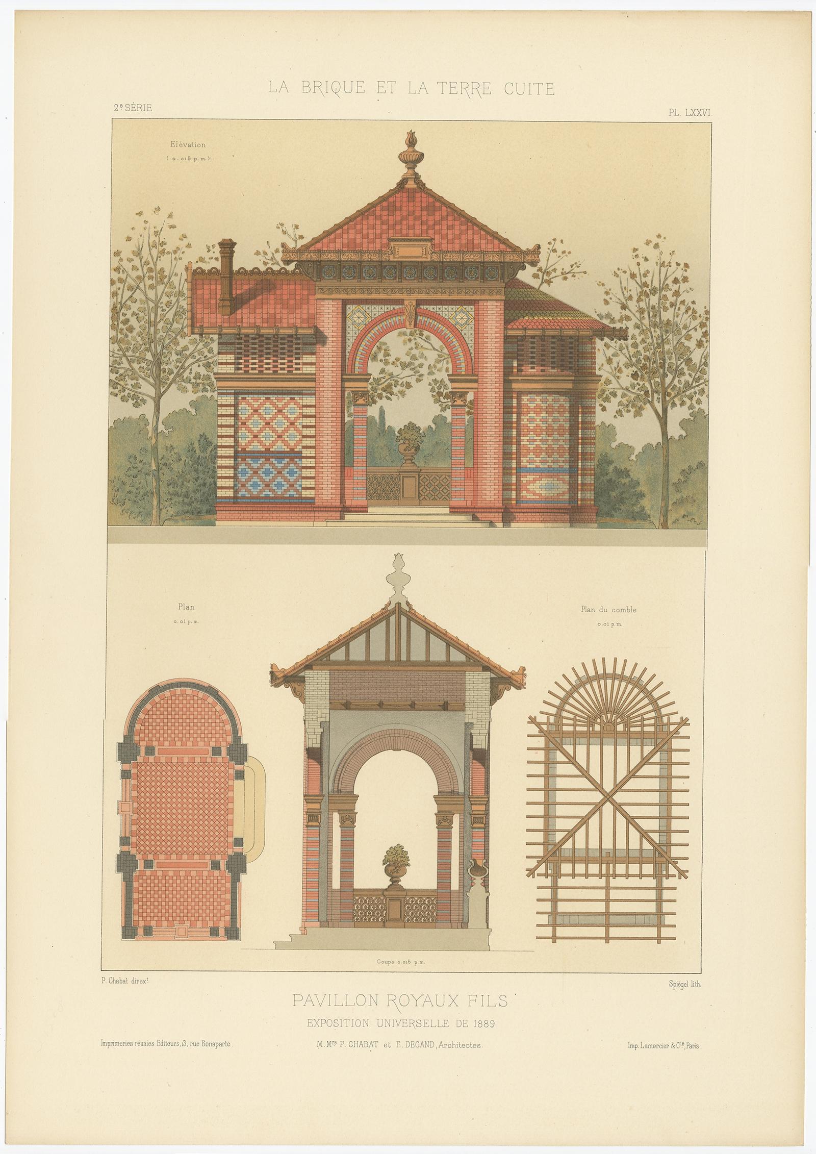 Pl. LXXVI Pavillon Royaux Fils, Chabat, um 1900 im Angebot 2