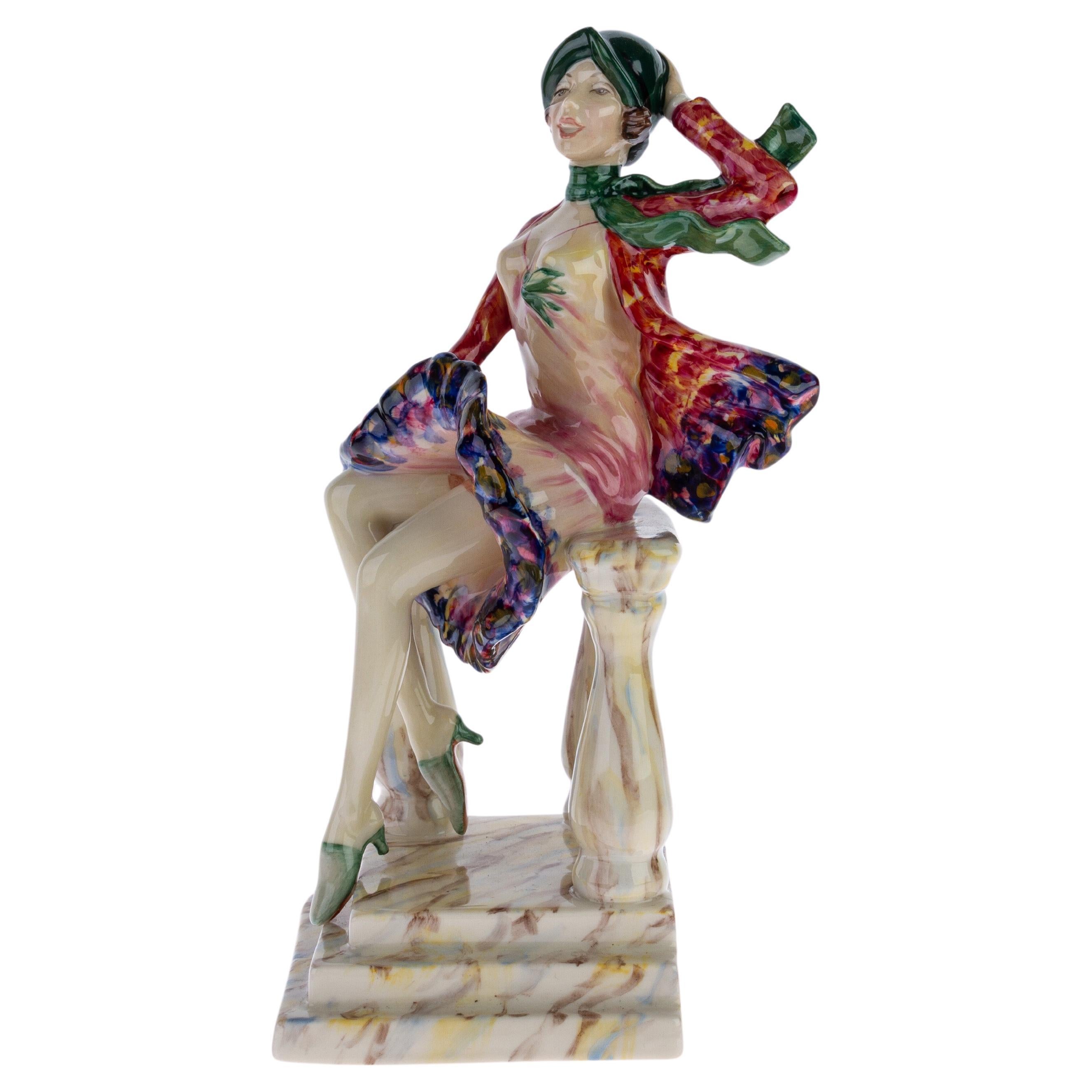 "La Brise" Peggy Davies Escultura Figura Porcelana Estilo Art Decó
