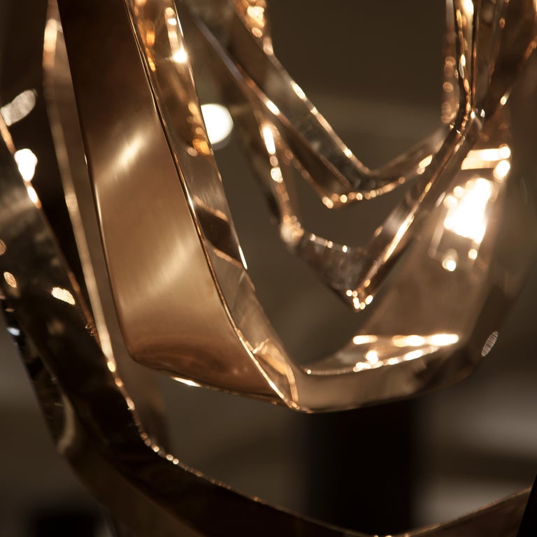 La Cage Chandelier 'Horizontal' Bronze or Stainless Steel Sculptural