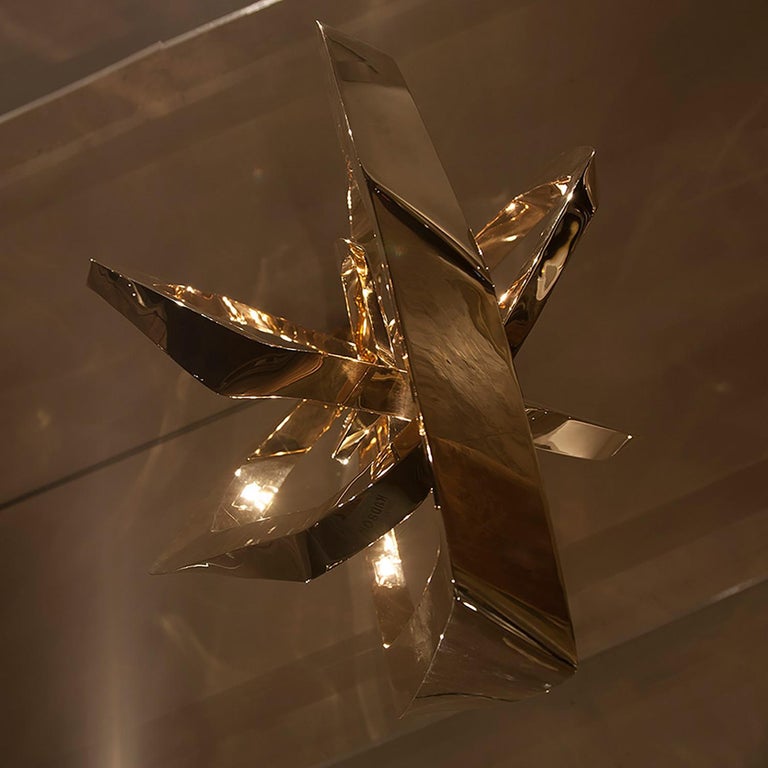 La Cage Chandelier 'Horizontal' Bronze or Stainless Steel Sculptural