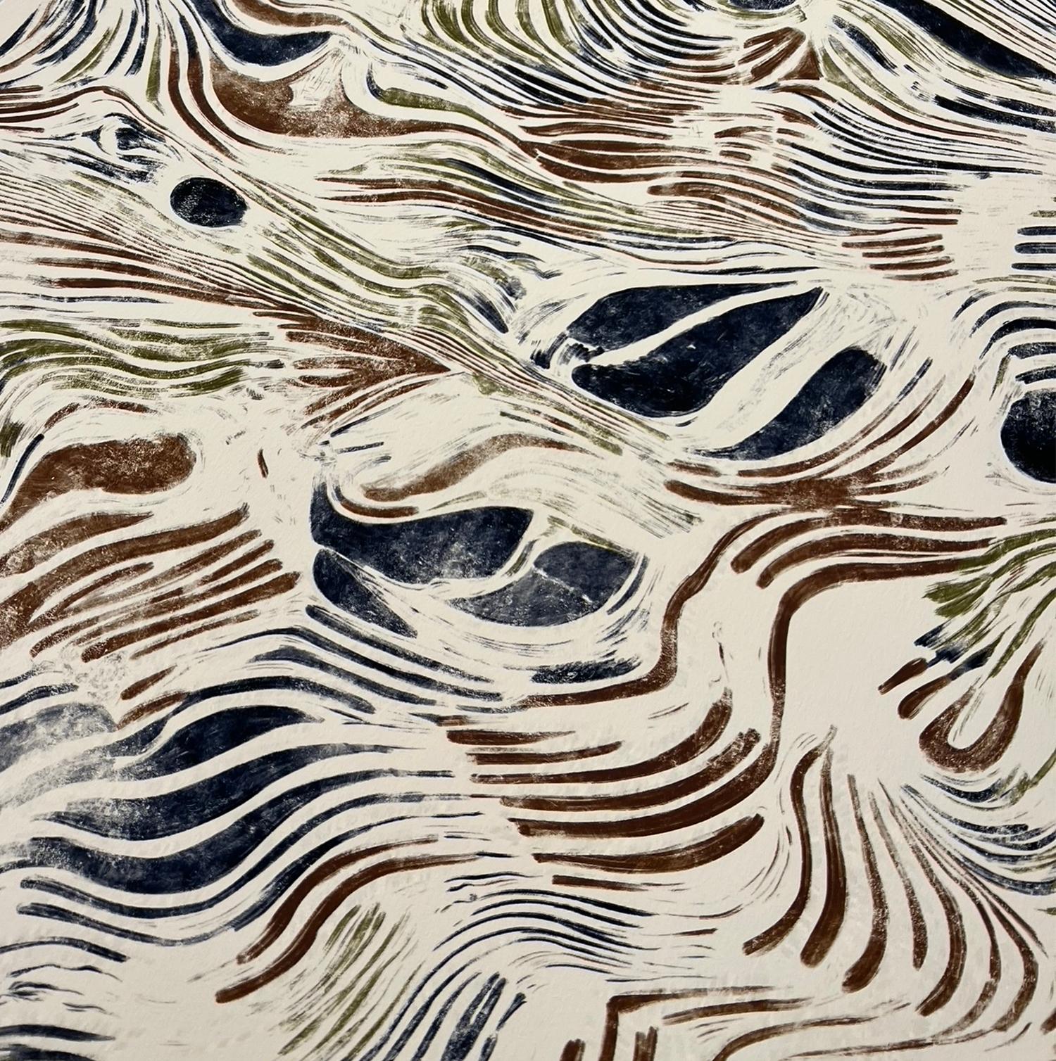 Encuéntrate en el ritmo orgánico de la naturaleza con nuestra obra de arte más reciente, una oda moderna a la belleza intemporal de la topografía terrestre. Inspirada en los patrones ondulantes de los paisajes naturales, esta pieza refleja la