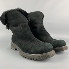 LA CANADIENNE Honey Size 8 Black Shearling Pull On Ankle Boots