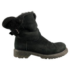 LA CANADIENNE Honey Size 8 Black Shearling Pull On Ankle Boots