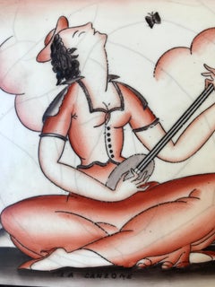 “La Canzone” ceramic tile, designed by Giò Ponti for Richard Ginori, Italy 1930s