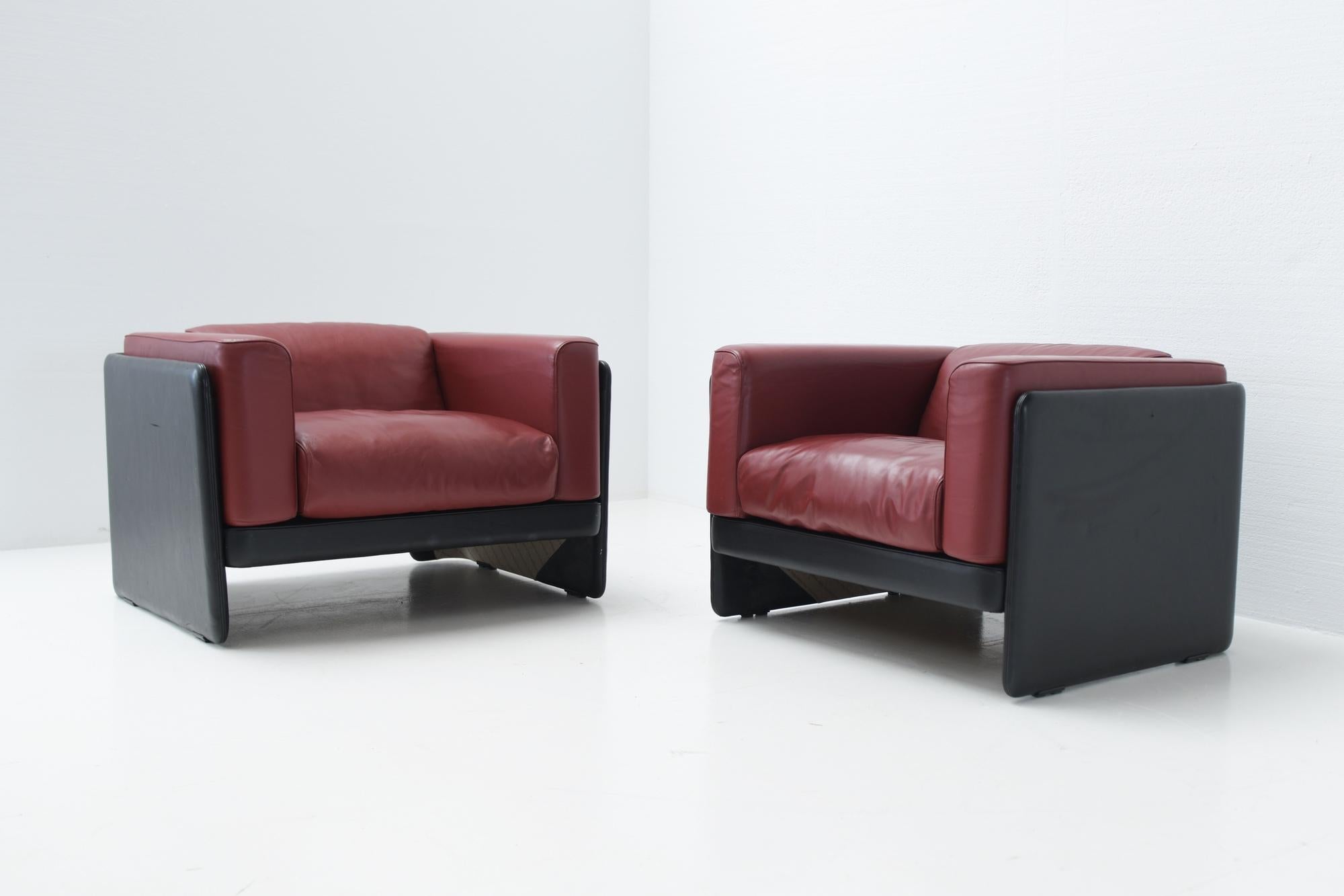 Italian La Capanelle Leather Leasure Chairs by Tito Agnoli for Poltrona Frau