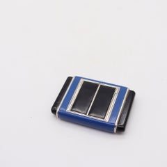 LA CAPTIVE 1930 Art Deco Enamelled Squeeze Travel Clock In .925 Sterling Silver