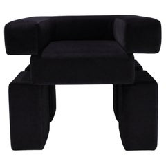 La Chair Sculptural Velvet Contemporary 'Black' (noir)