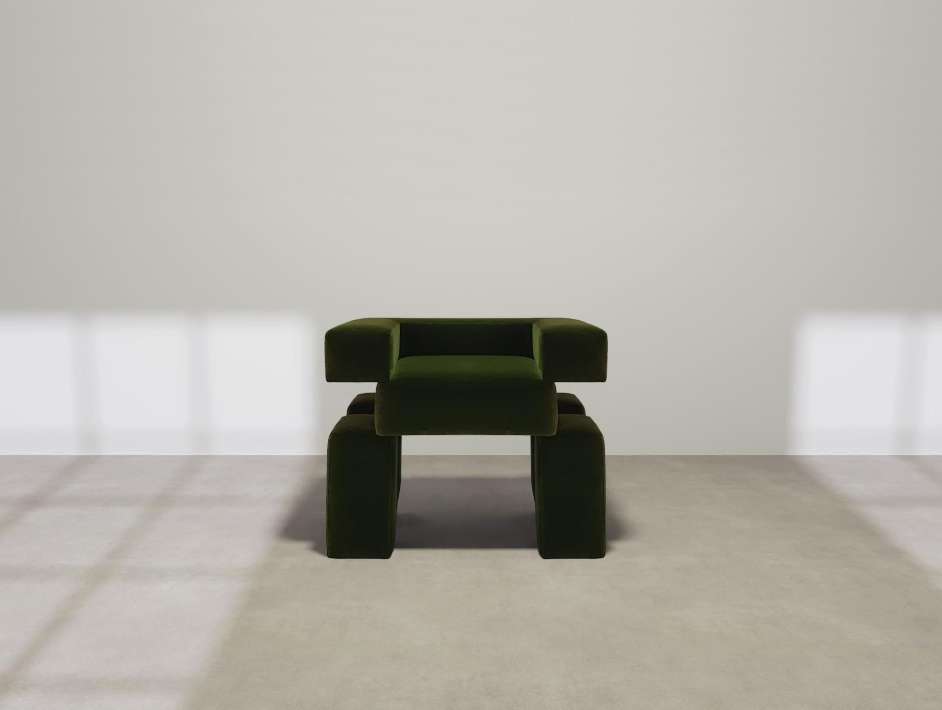 La Chair Sculptural Velvet Contemporary 'Olive Green' (Space Age) im Angebot