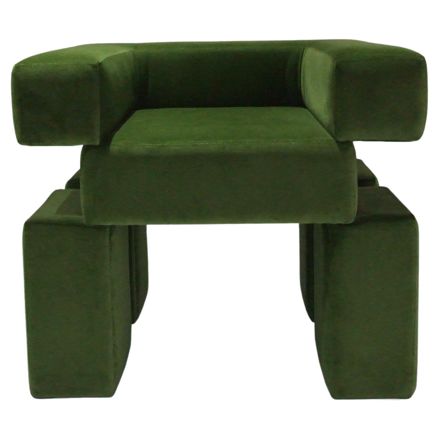 La Chair Sculptural Velvet Contemporary 'Olive/Green' For Sale