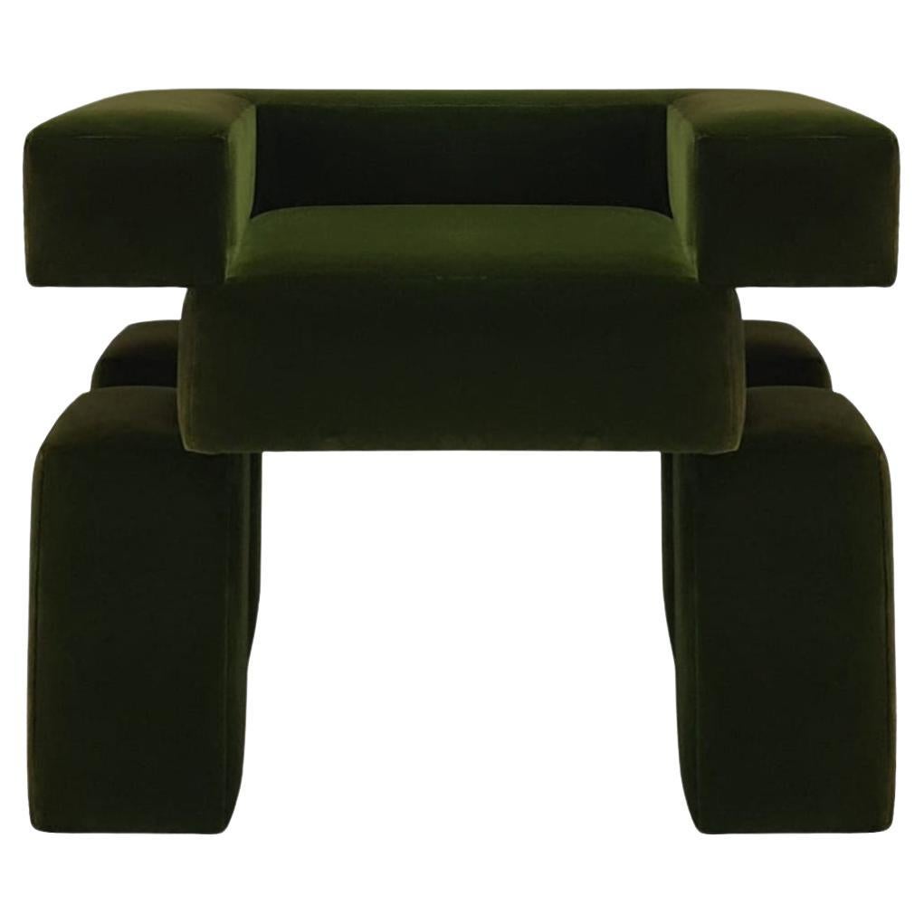 La Chair Sculptural Velvet Contemporary 'Olive Green' For Sale