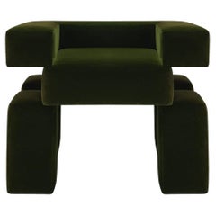 La Chair Sculptural Velvet Contemporary 'Olive Green' (vert olive)