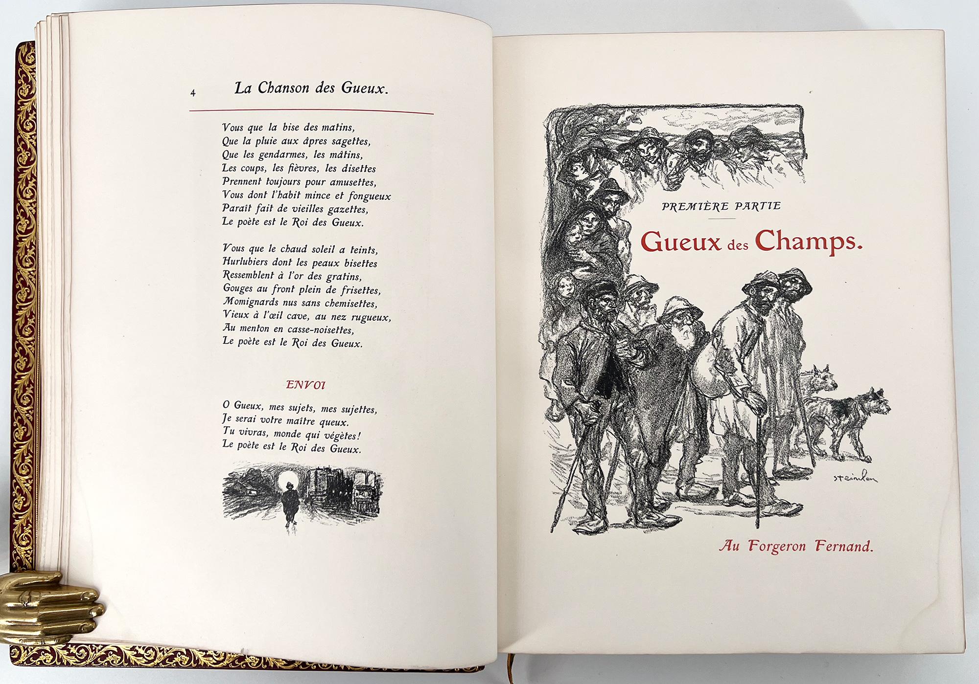 La Chanson des Gueux de J. Richepin avec des illustrations de Théophile Steinlen Excellent état - En vente à Middletown, NY