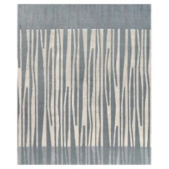 Striped Italian rug Colorful Hand Knotted Wool Silk - La Chapelle De Nuit