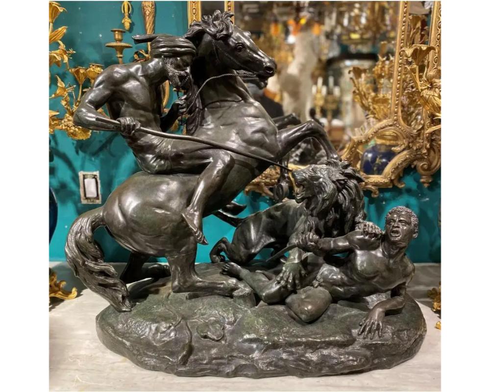 ' La Chasse Au Lion ', Sculpture monumentale en bronze d'après Aime Millet en vente 5