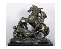 La Chasse Au Lion, The Lion Hunt, Monumental Bronze Sculpture after Aime Millet