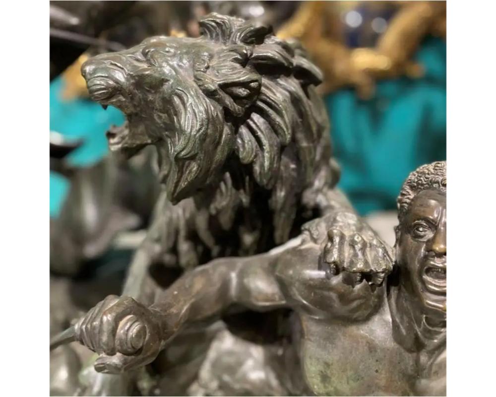 Français ' La Chasse Au Lion ', Sculpture monumentale en bronze d'après Aime Millet en vente