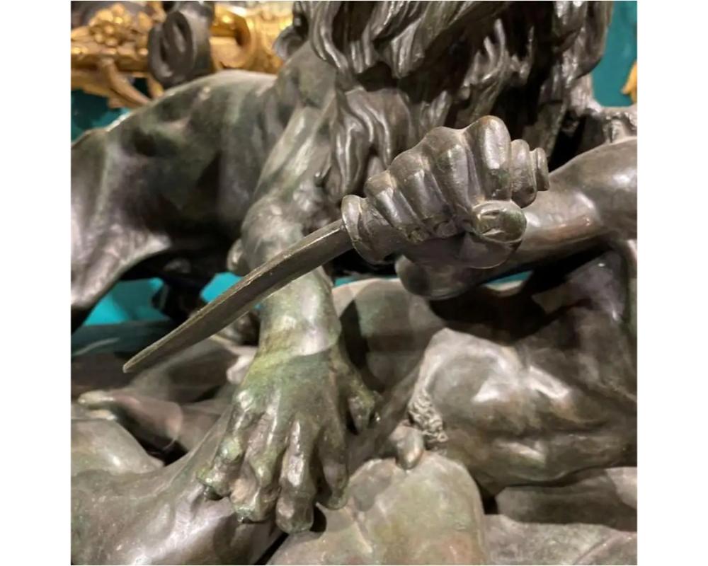 XIXe siècle ' La Chasse Au Lion ', Sculpture monumentale en bronze d'après Aime Millet en vente