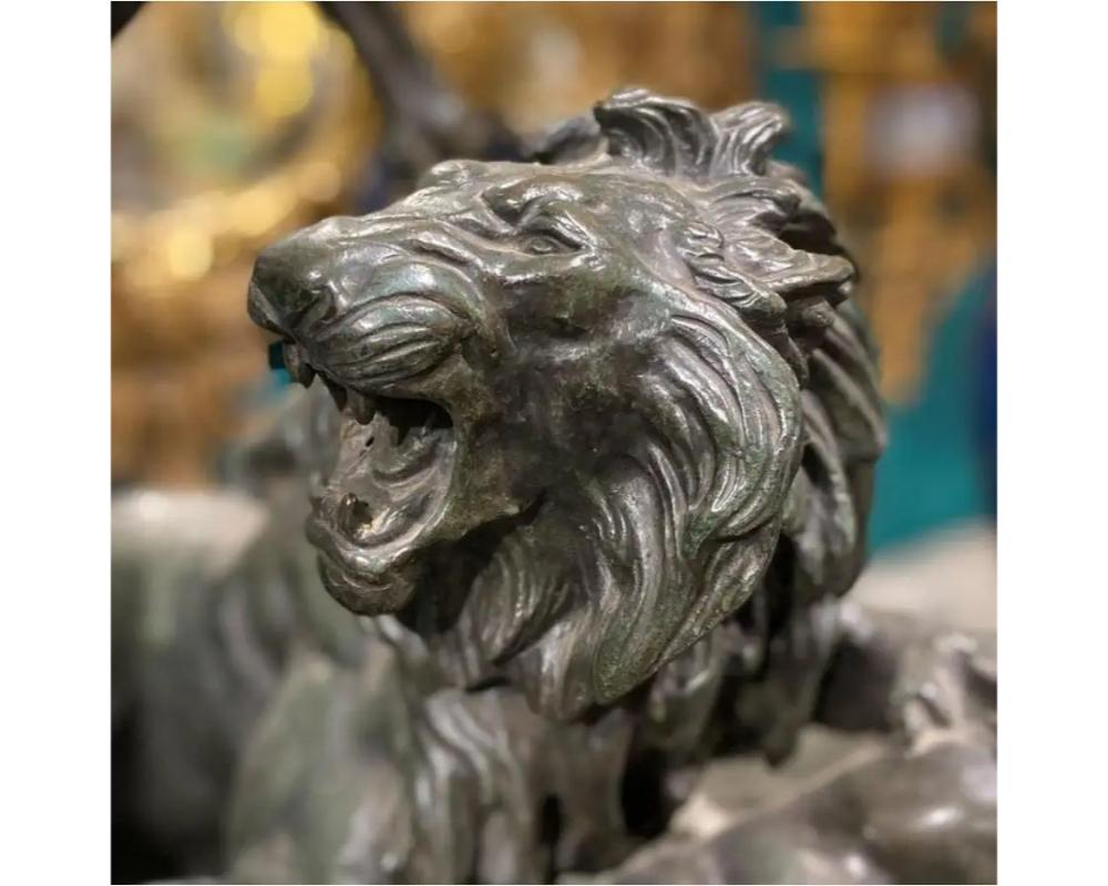 ' La Chasse Au Lion ', Sculpture monumentale en bronze d'après Aime Millet en vente 1