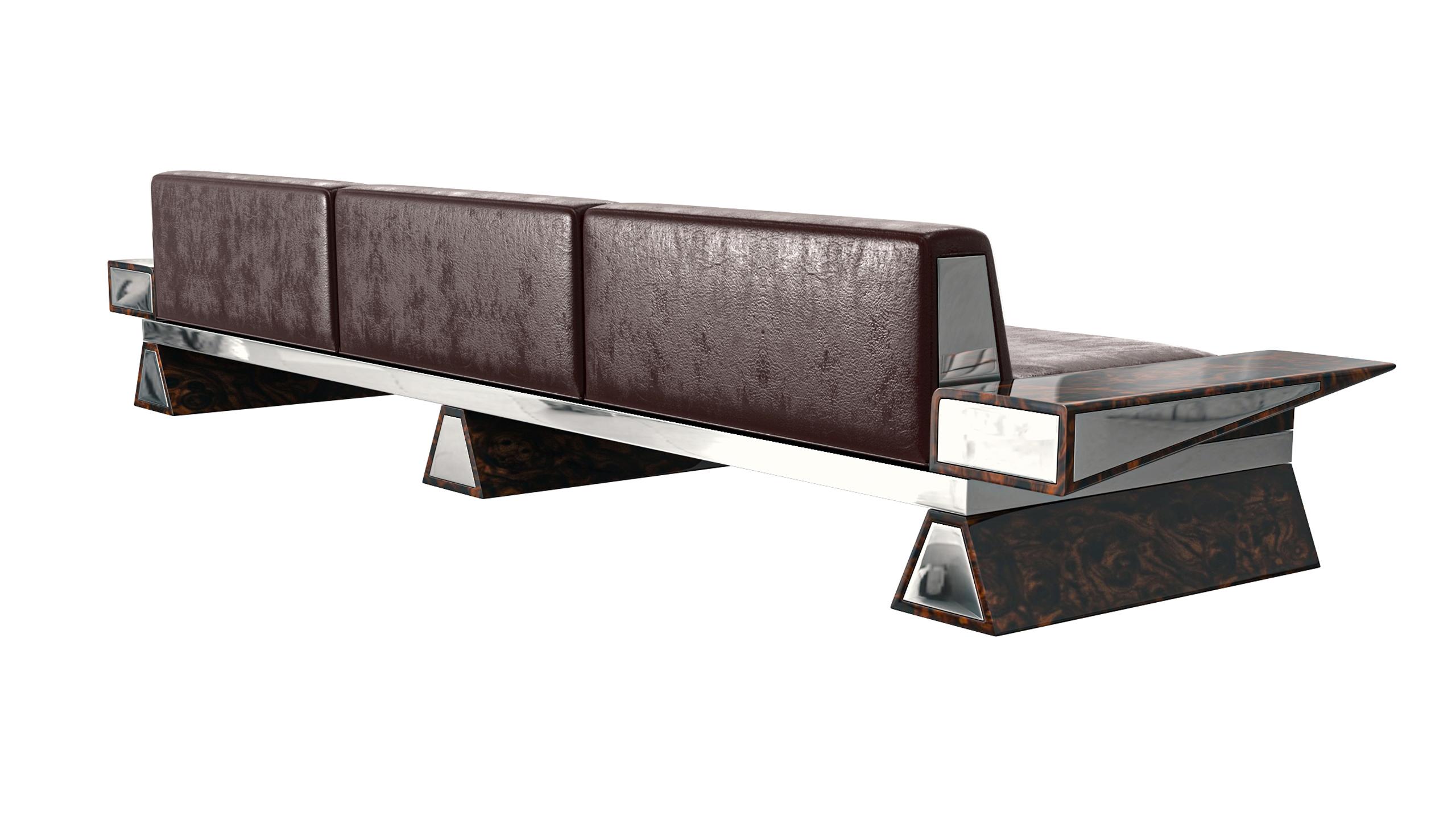 „La Ciliegia“-Sofa mit Edelstahl, Wurzelholz, Nussbaum, handgefertigt, Istanbul im Angebot 3
