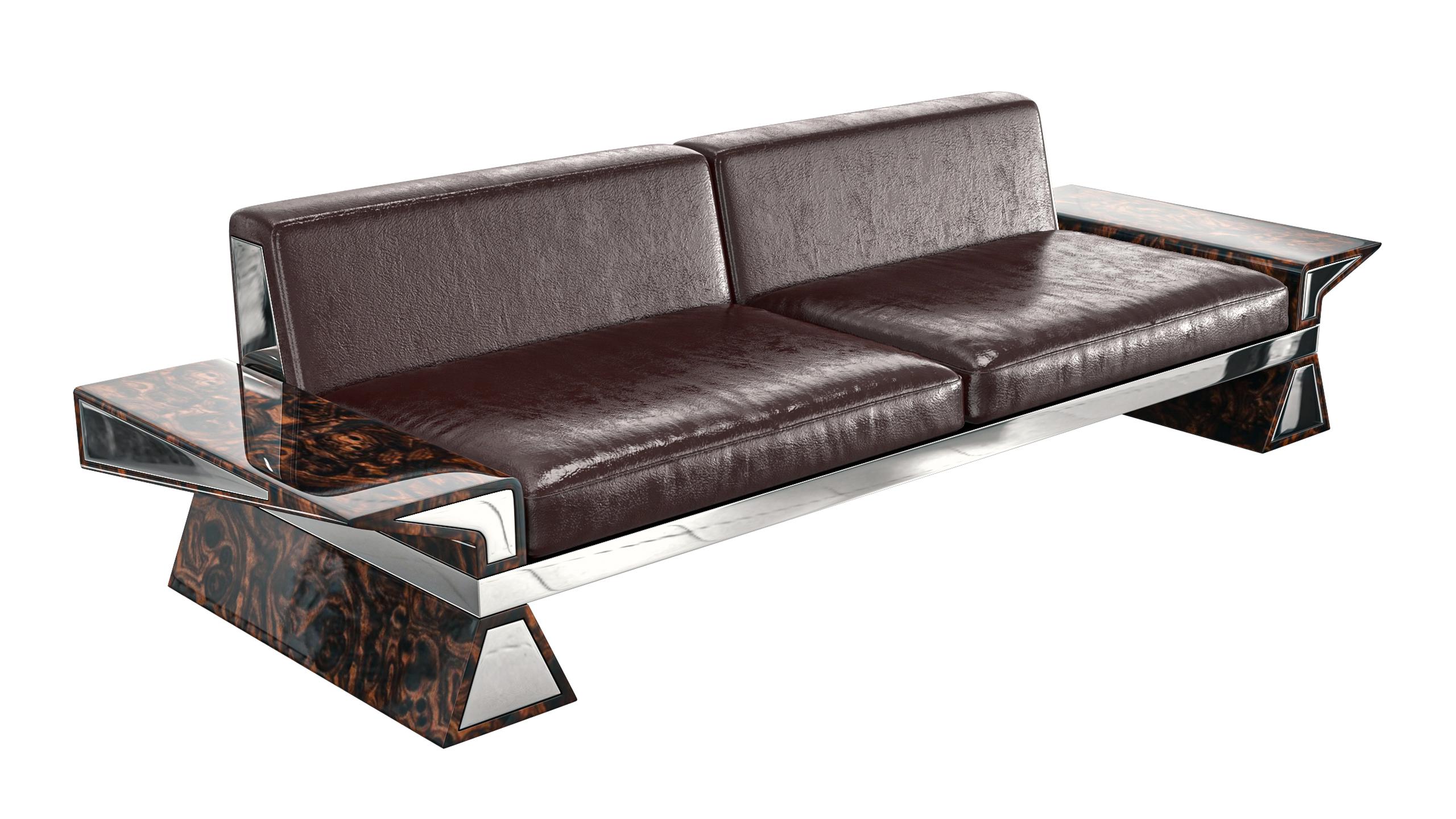 „La Ciliegia“-Sofa mit Edelstahl, Wurzelholz, Nussbaum, handgefertigt, Istanbul im Angebot 4