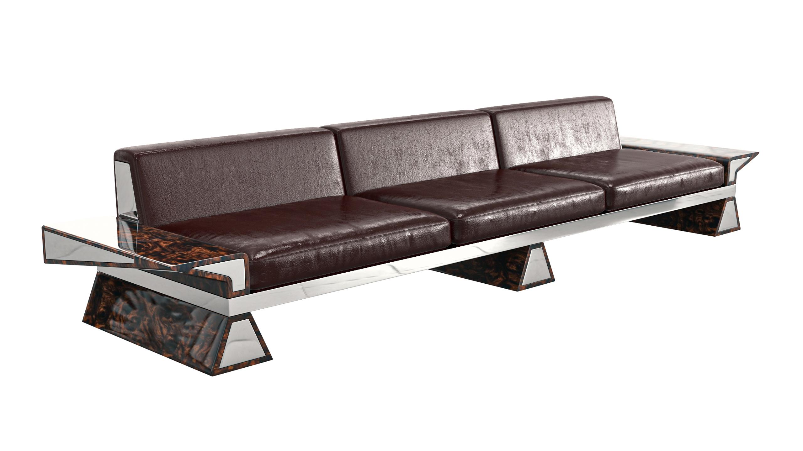„La Ciliegia“-Sofa mit Edelstahl, Wurzelholz, Nussbaum, handgefertigt, Istanbul im Angebot 5
