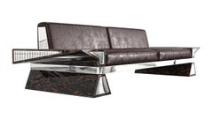 "La Ciliegia" Sofa with Stainless Steel, Burl Walnut, Hand Crafted, Istanbul