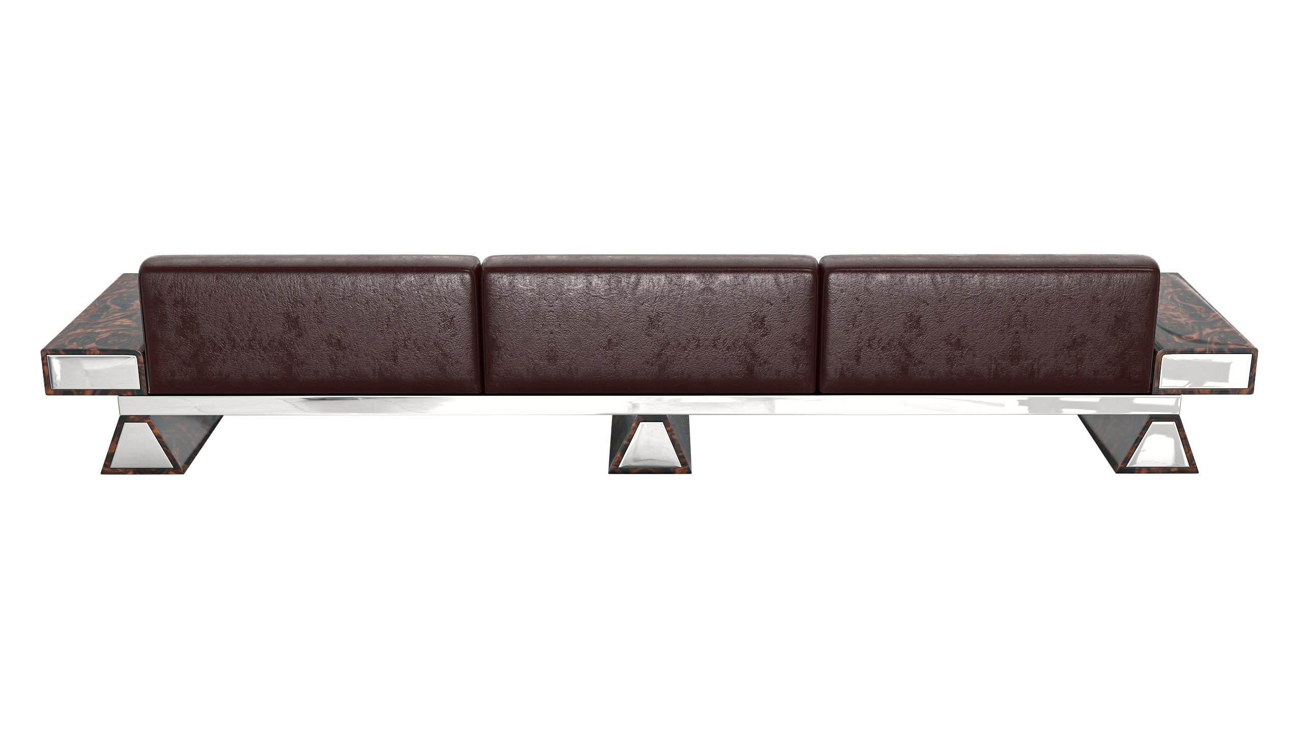 „La Ciliegia“-Sofa mit Edelstahl, Wurzelholz, Nussbaum, handgefertigt, Istanbul im Angebot 2