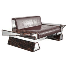 "La Ciliegia" Sofa with Stainless Steel, Burl Walnut, Hand Crafted, Istanbul