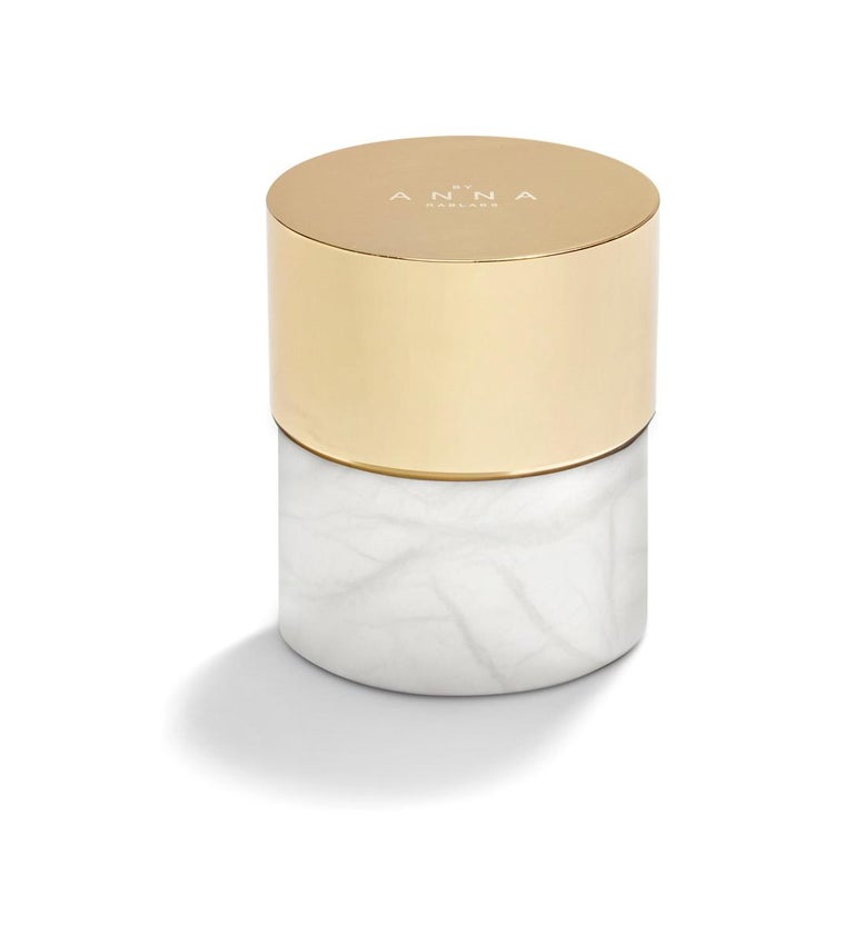 La Cire Vessel Candle in Alabaster and Brass by Anna Rabinowitz For ...