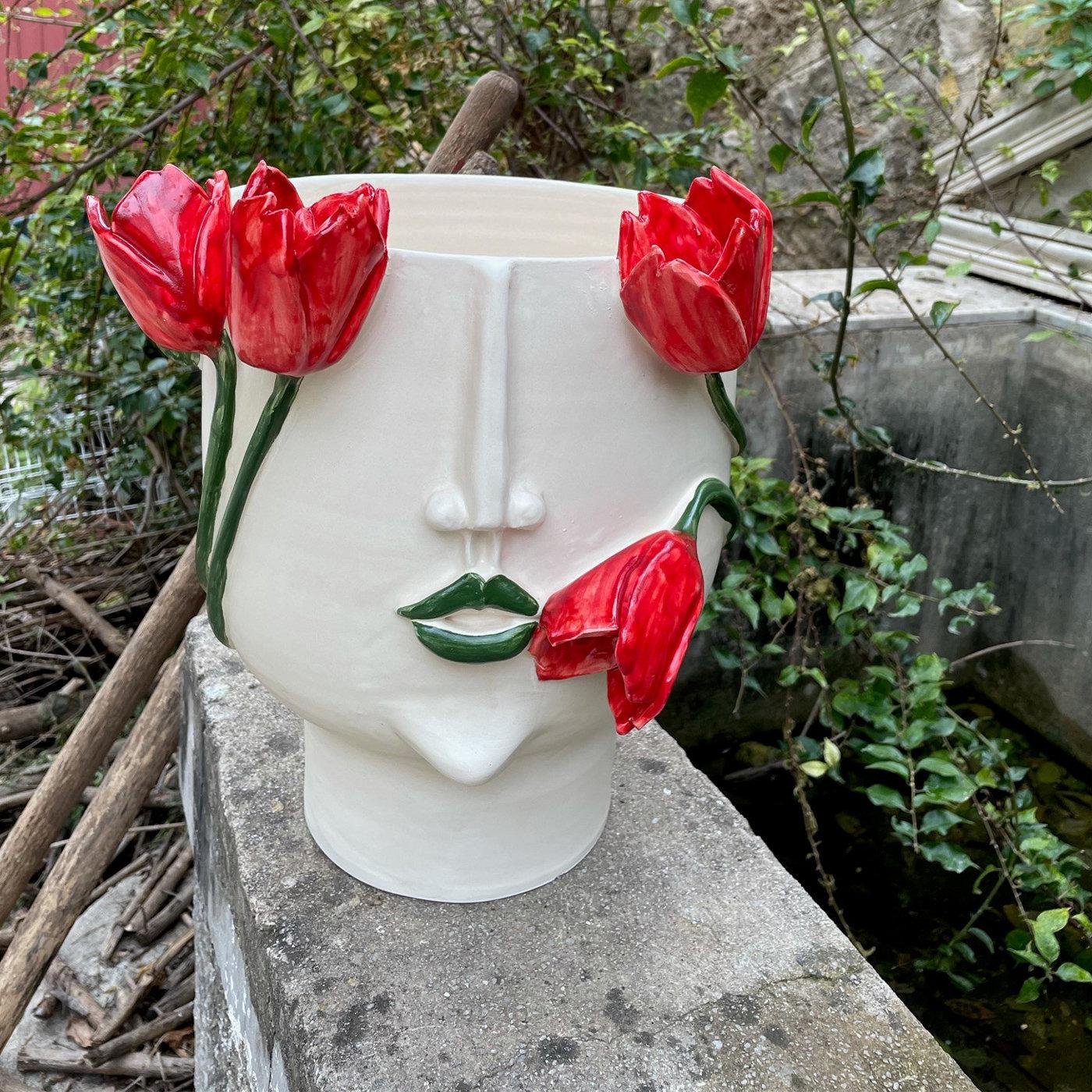 Ceramic La Conturbante Anthropomorphic White Vase For Sale